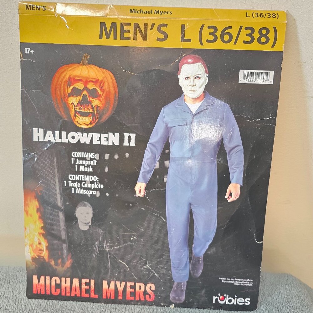 Halloween II Michael Myers Costume Mens L 36/38 Jumpsuit Mask